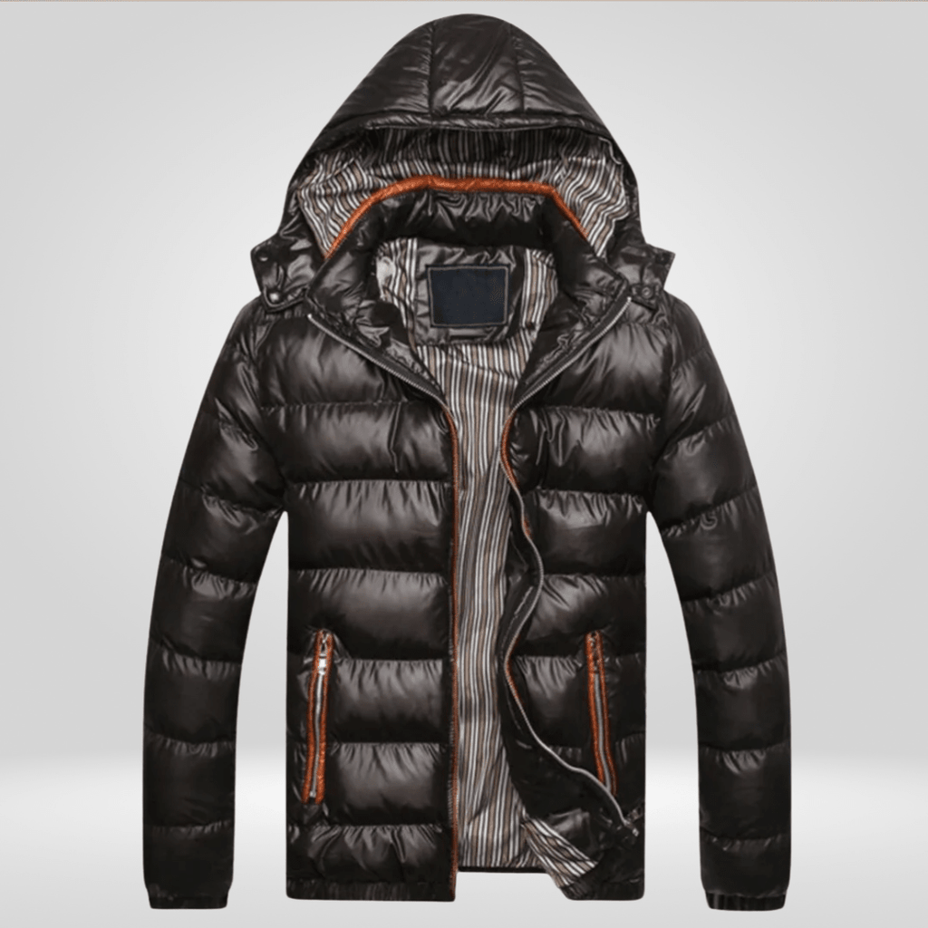 Men Jacket | Quilted Insulated Hood with Zip Snap Front - Evergreen Outfits- Jackets