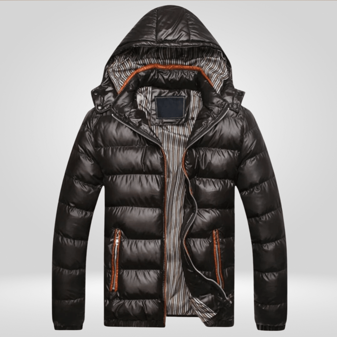 Men Jacket | Quilted Insulated Hood with Zip Snap Front - Evergreen Outfits- Jackets