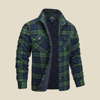 Men Jacket | Quilted Lined Plaid Flannel Button-Front Fit - Evergreen Outfits- Jackets