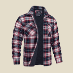 Men Jacket | Quilted Lined Plaid Flannel Button-Front Fit - Evergreen Outfits- Jackets