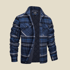 Men Jacket | Quilted Lined Plaid Flannel Button-Front Fit - Evergreen Outfits- Jackets
