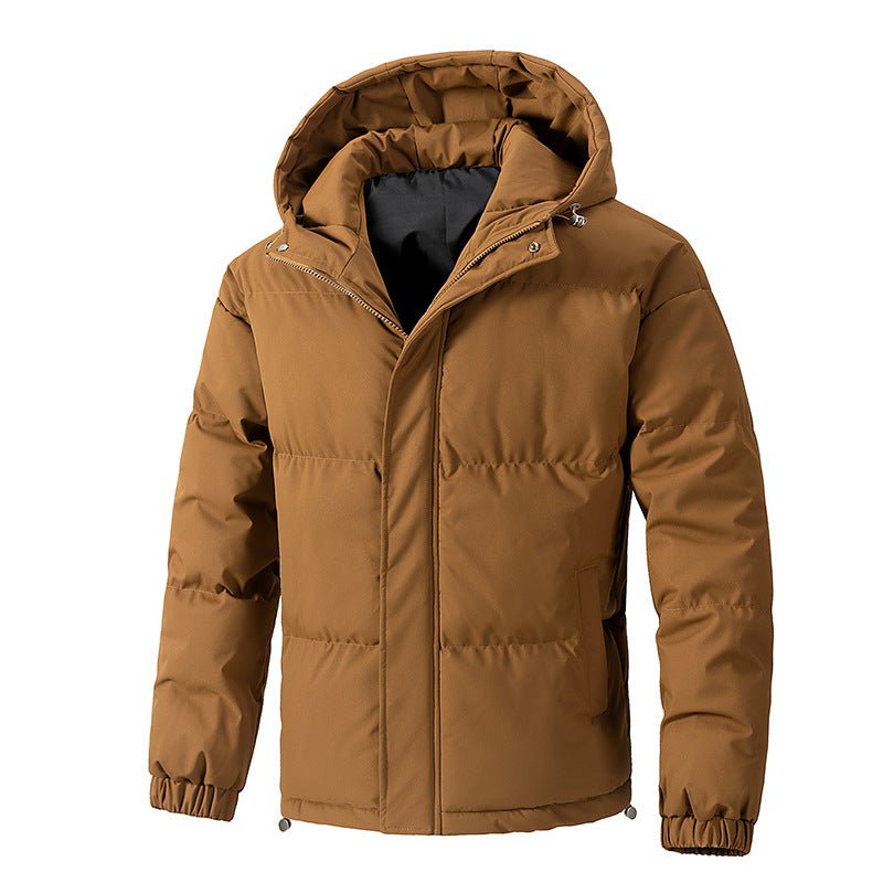 Men Jacket | Quilted Loose Fit with Attached Hood Winter - Evergreen Outfits- Jackets