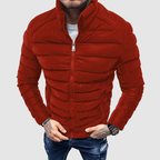 Men Jacket | Quilted Shell with Front Zip and Stand Collar - Evergreen Outfits- Jackets