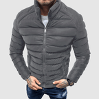 Men Jacket | Quilted Shell with Front Zip and Stand Collar - Evergreen Outfits- Jackets
