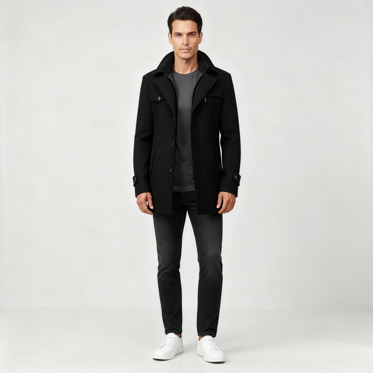 Men Jacket | Relaxed Fit with Waterproof Classic Collar - Evergreen Outfits- Jackets