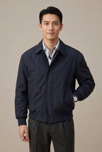 Men Jacket | Slim Fit Zip Front with Ribbed Cuffs - Evergreen Outfits- Jackets
