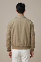 Men Jacket | Slim Fit Zip Front with Ribbed Cuffs - Evergreen Outfits- Jackets