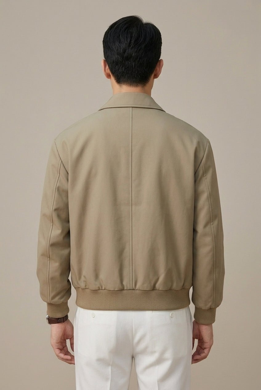 Men Jacket | Slim Fit Zip Front with Ribbed Cuffs - Evergreen Outfits- Jackets