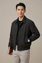 Men Jacket | Slim Fit Zip Front with Ribbed Cuffs - Evergreen Outfits- Jackets
