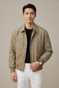 Men Jacket | Slim Fit Zip Front with Ribbed Cuffs - Evergreen Outfits- Jackets