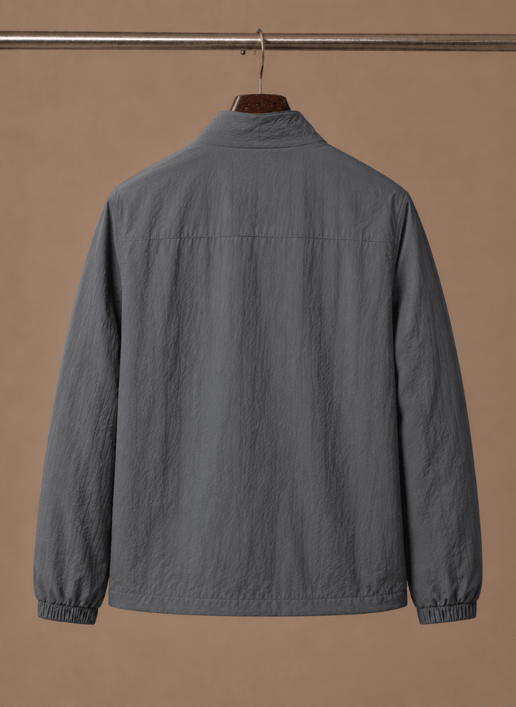 Men Jacket | Stand Collar Full-Zip with Mesh Lining - Evergreen Outfits- Jackets