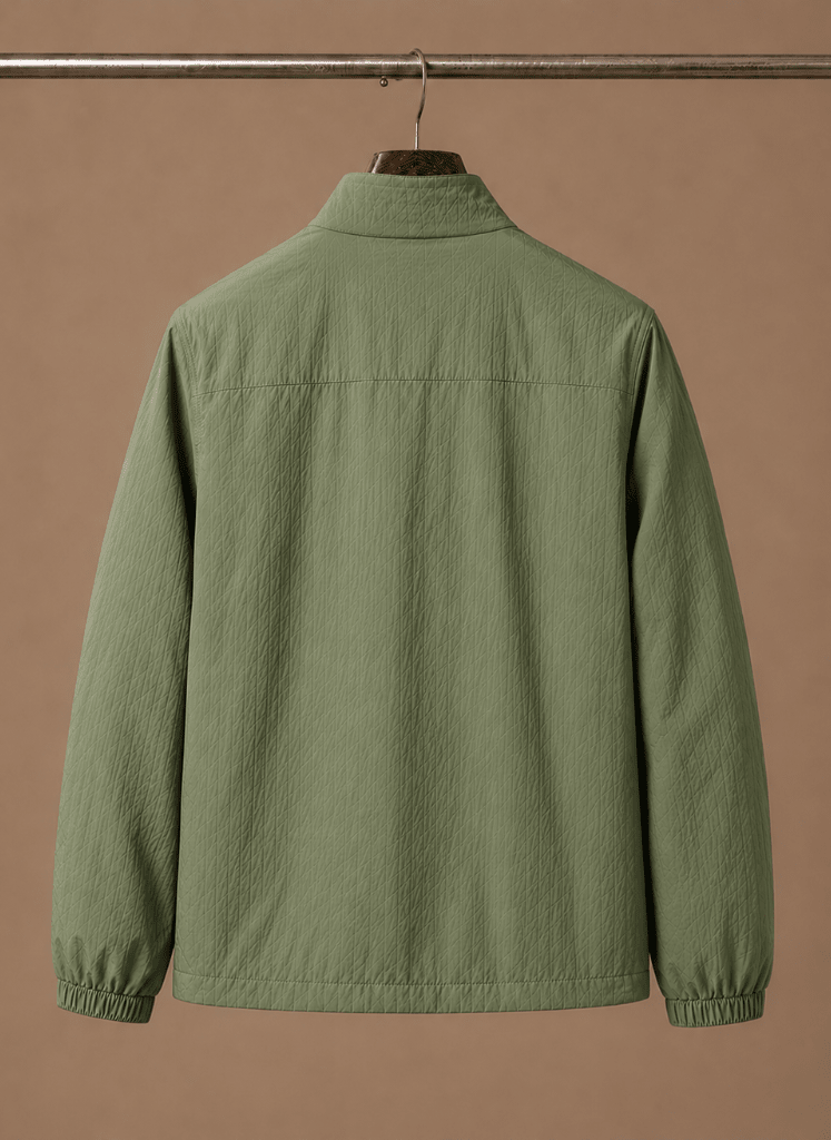 Men Jacket | Stand Collar Full-Zip with Mesh Lining - Evergreen Outfits- Jackets