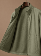 Men Jacket | Stand Collar Full-Zip with Mesh Lining - Evergreen Outfits- Jackets
