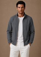 Men Jacket | Stand Collar Full-Zip with Mesh Lining - Evergreen Outfits- Jackets