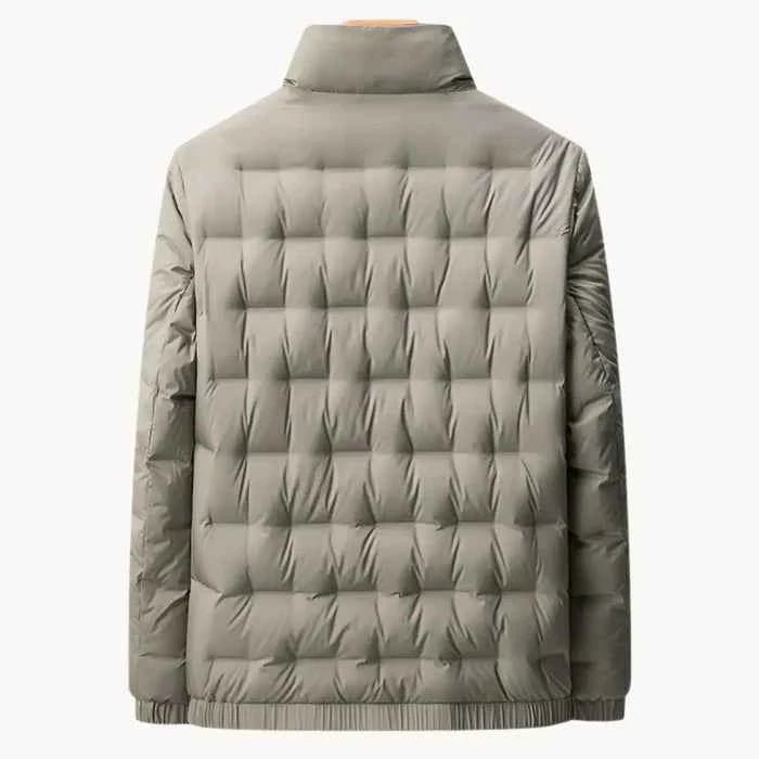 Men Jacket | Stand Collar Quilted with Full-Zip Front - Evergreen Outfits- Jackets