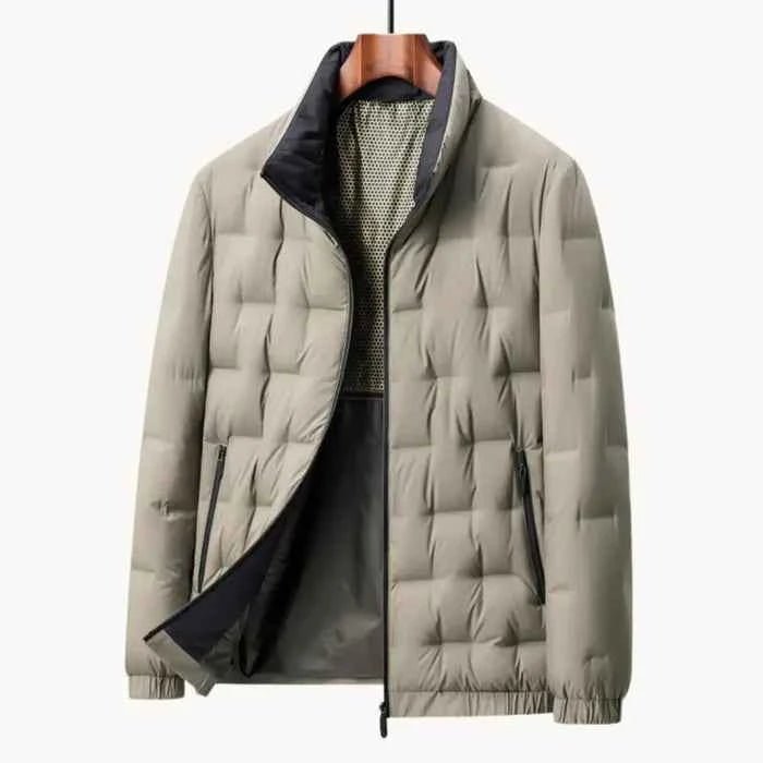 Men Jacket | Stand Collar Quilted with Full-Zip Front - Evergreen Outfits- Jackets
