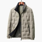 Men Jacket | Stand Collar Quilted with Full-Zip Front - Evergreen Outfits- Jackets