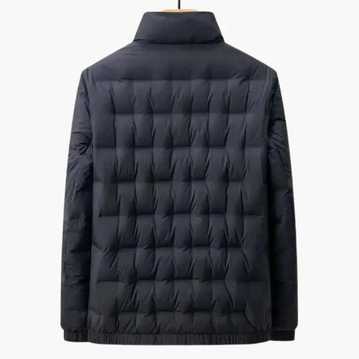 Men Jacket | Stand Collar Quilted with Full-Zip Front - Evergreen Outfits- Jackets