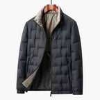 Men Jacket | Stand Collar Quilted with Full-Zip Front - Evergreen Outfits- Jackets