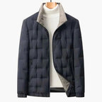 Men Jacket | Stand Collar Quilted with Full-Zip Front - Evergreen Outfits- Jackets