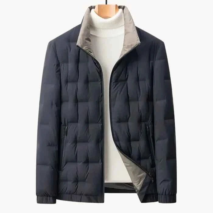 Men Jacket | Stand Collar Quilted with Full-Zip Front - Evergreen Outfits- Jackets