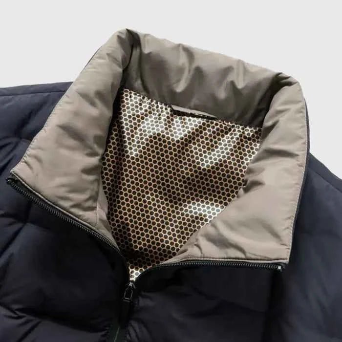 Men Jacket | Stand Collar Quilted with Full-Zip Front - Evergreen Outfits- Jackets