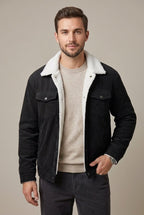 Men Jacket | Trucker Style with Sherpa Fleece Lining - Evergreen Outfits- Jackets