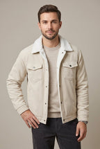 Men Jacket | Trucker Style with Sherpa Fleece Lining - Evergreen Outfits- Jackets