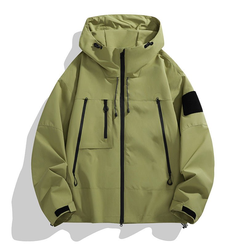 Men Jacket | Waterproof Hooded Oversized Full Zip Fit - Evergreen Outfits- Jackets