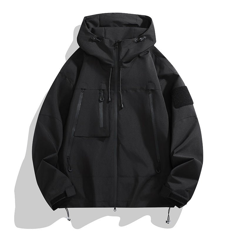 Men Jacket | Waterproof Hooded Oversized Full Zip Fit - Evergreen Outfits- Jackets