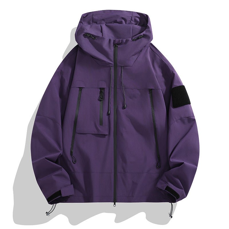 Men Jacket | Waterproof Hooded Oversized Full Zip Fit - Evergreen Outfits- Jackets
