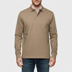 Men Polo Shirt | Long Sleeve with Partial Button Placket - Evergreen Outfits- Shirts