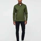 Men Polo Shirt | Long Sleeve with Partial Button Placket - Evergreen Outfits- Shirts