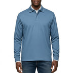 Men Polo Shirt | Long Sleeve with Partial Button Placket - Evergreen Outfits- Shirts