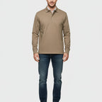 Men Polo Shirt | Long Sleeve with Partial Button Placket - Evergreen Outfits- Shirts