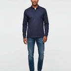 Men Polo Shirt | Long Sleeve with Partial Button Placket - Evergreen Outfits- Shirts