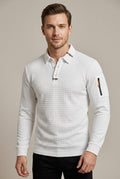 Men Polo Shirt | Quilted Construction with Sleeve Zip Pocket - Evergreen Outfits- Shirts