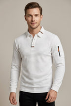 Men Polo Shirt | Quilted Construction with Sleeve Zip Pocket - Evergreen Outfits- Shirts