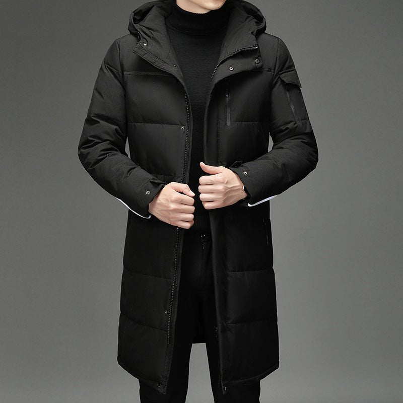 Men Puffer Jacket | Longline Fit with Detachable Hood - Evergreen Outfits- Jackets