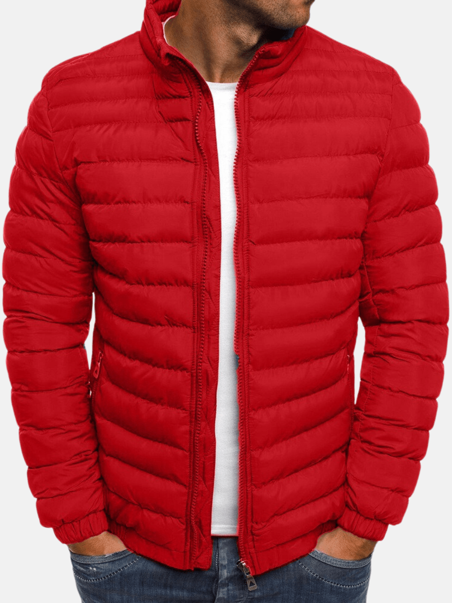 Men Puffer Jacket | Slim Fit with Full-Length Zip Closure - Evergreen Outfits- Jackets