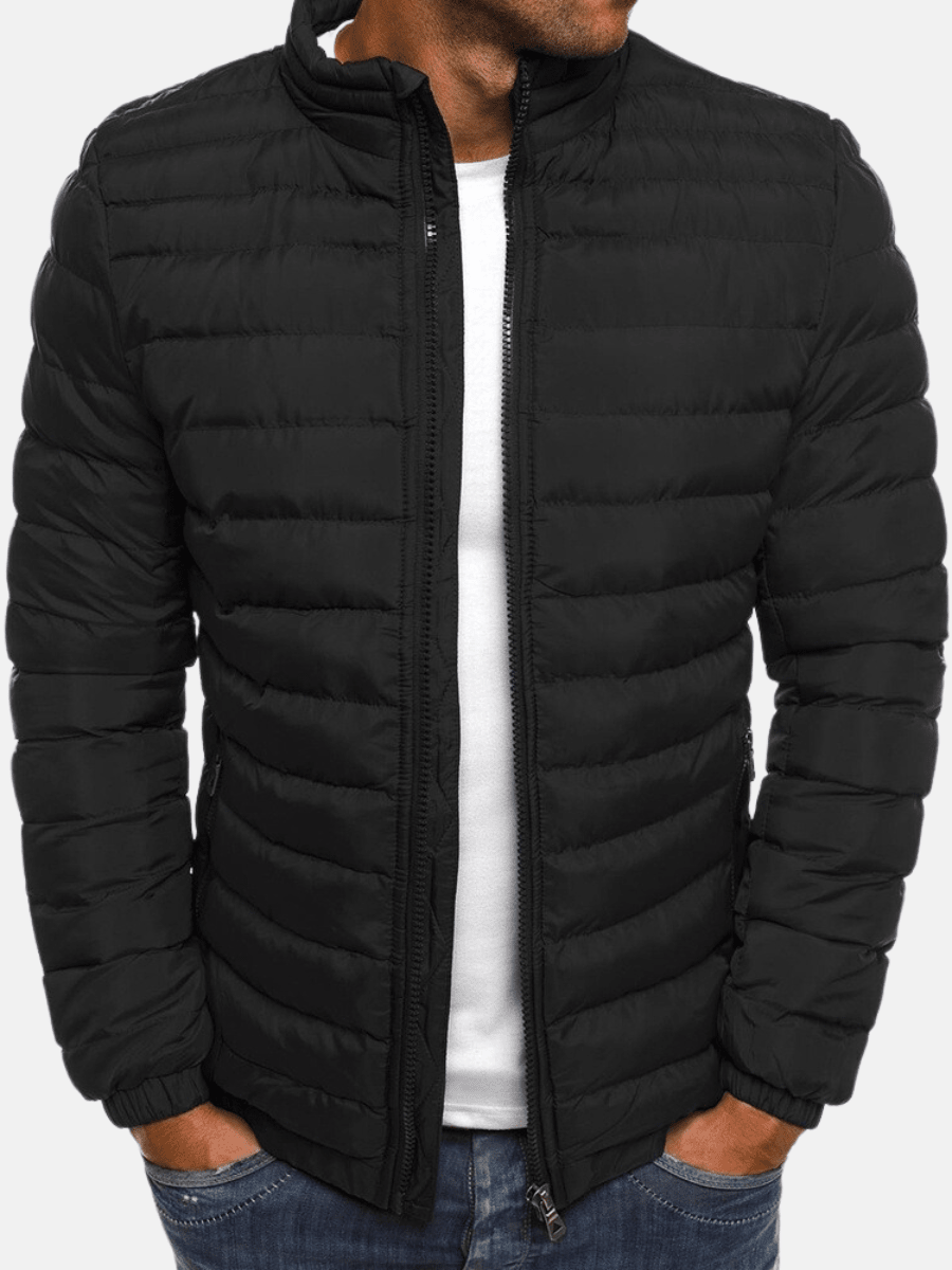 Men Puffer Jacket | Slim Fit with Full-Length Zip Closure - Evergreen Outfits- Jackets