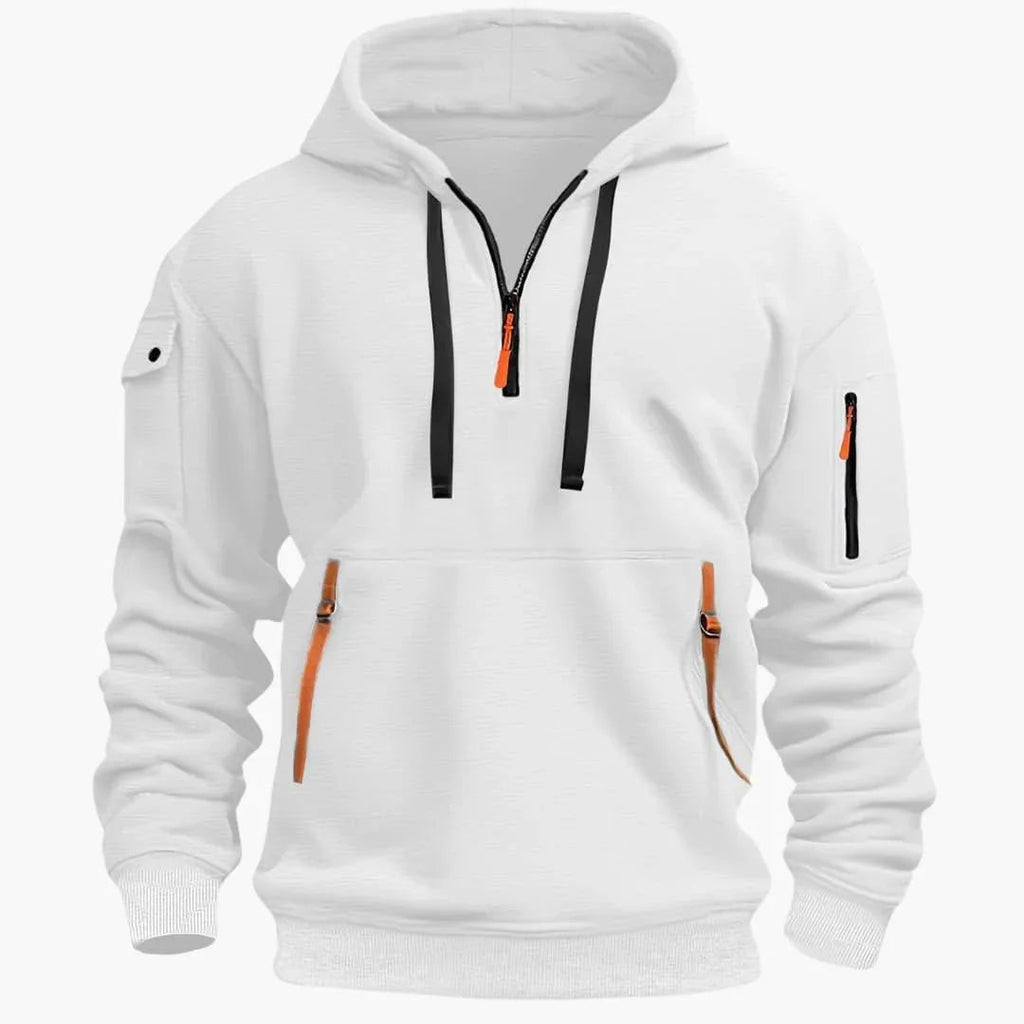 Men Hoodie | Half-Zip Front with Multi-Pocket Design