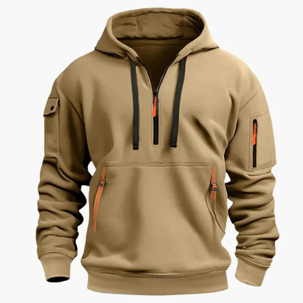 Men Hoodie | Half-Zip Front with Multi-Pocket Design