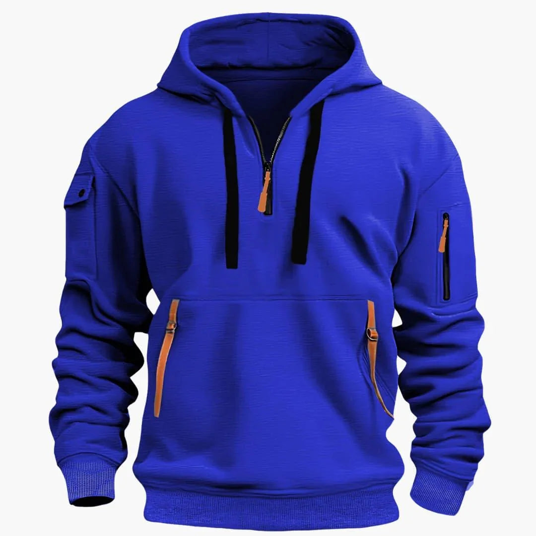 Men Hoodie | Half-Zip Front with Multi-Pocket Design