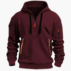 Men Hoodie | Half-Zip Front with Multi-Pocket Design