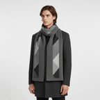Men Scarf | Patterned Knit with Geometric End Design - Evergreen Outfits- scarf