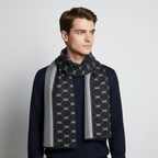 Men Scarf | Patterned Knit with Geometric End Design - Evergreen Outfits- scarf