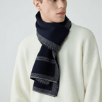 Men Scarf | Patterned Knit with Geometric End Design - Evergreen Outfits- scarf