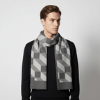 Men Scarf | Patterned Knit with Geometric End Design - Evergreen Outfits- scarf