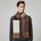 Men Scarf | Patterned Knit with Geometric End Design - Evergreen Outfits- scarf